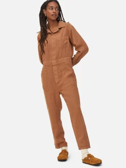 Linen Long Sleeve Jumpsuit