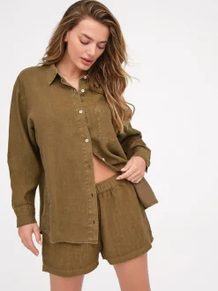 Linen Oversized Long Sleeve Shirt