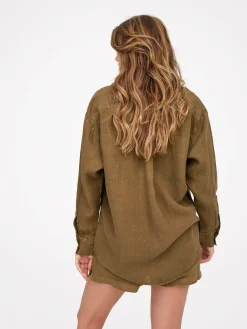 Linen Oversized Long Sleeve Shirt