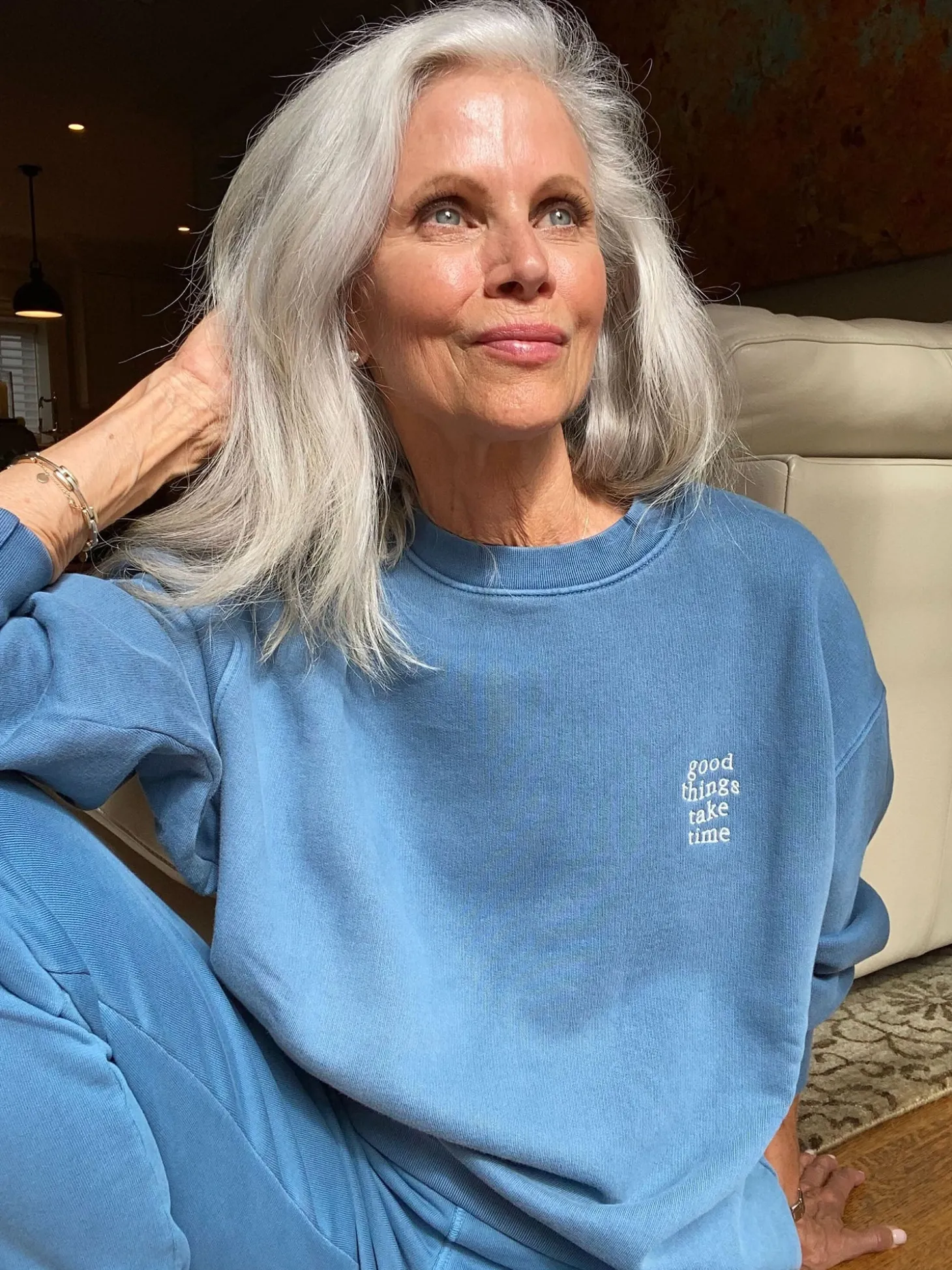 Mate X White Hair Wisdom Good Things Take Time Sweatshirt