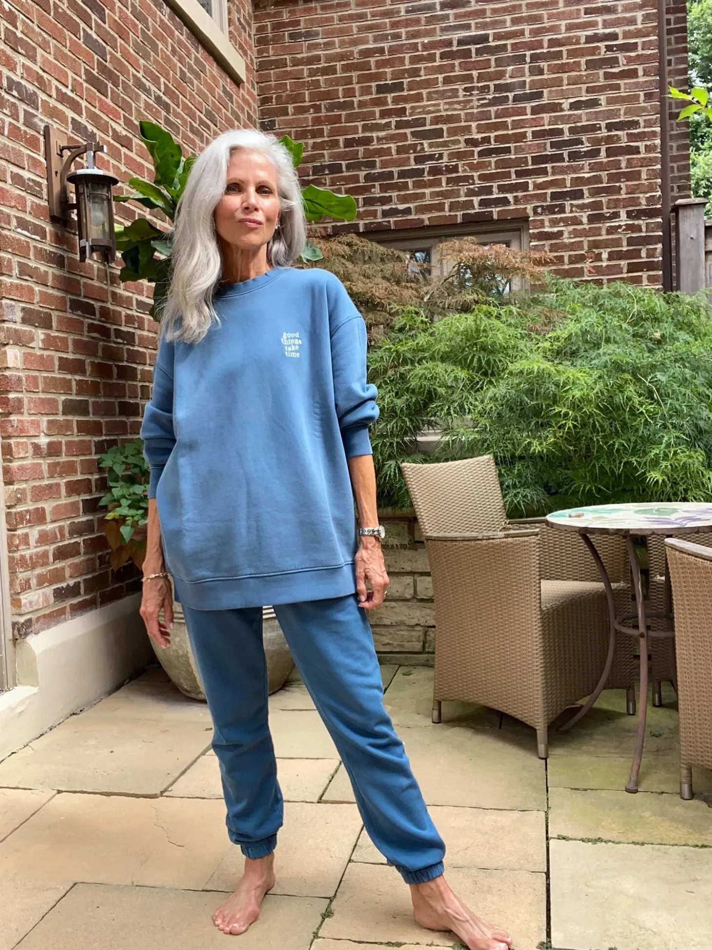 Mate X White Hair Wisdom Good Things Take Time Sweatshirt