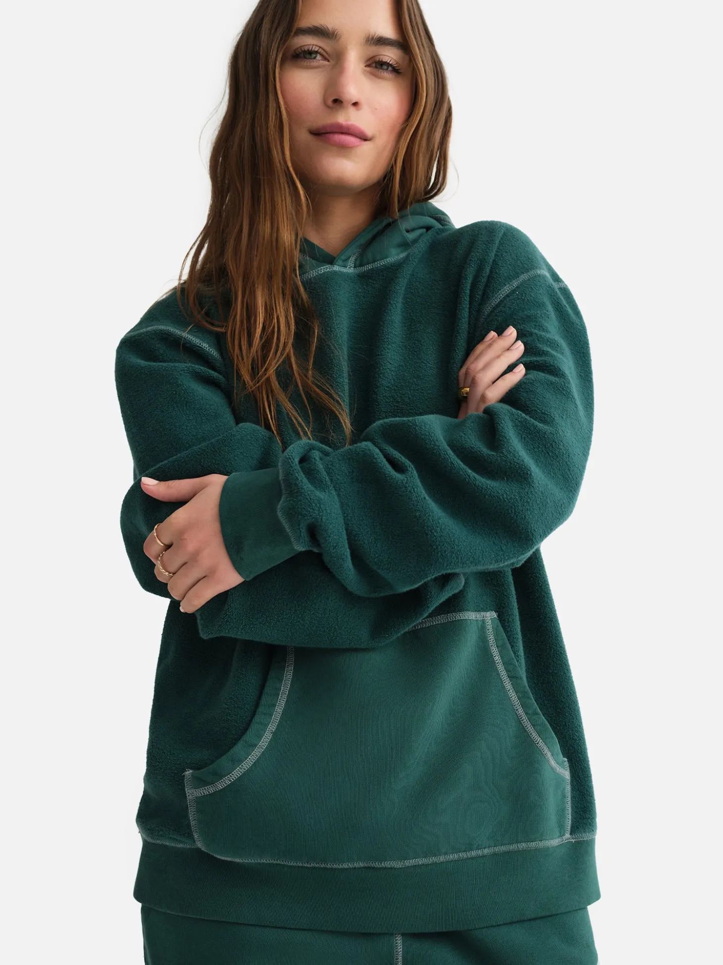 Organic Fleece Oversized Contrast Hoodie