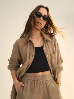 Organic Gauze Oversized Buttondown