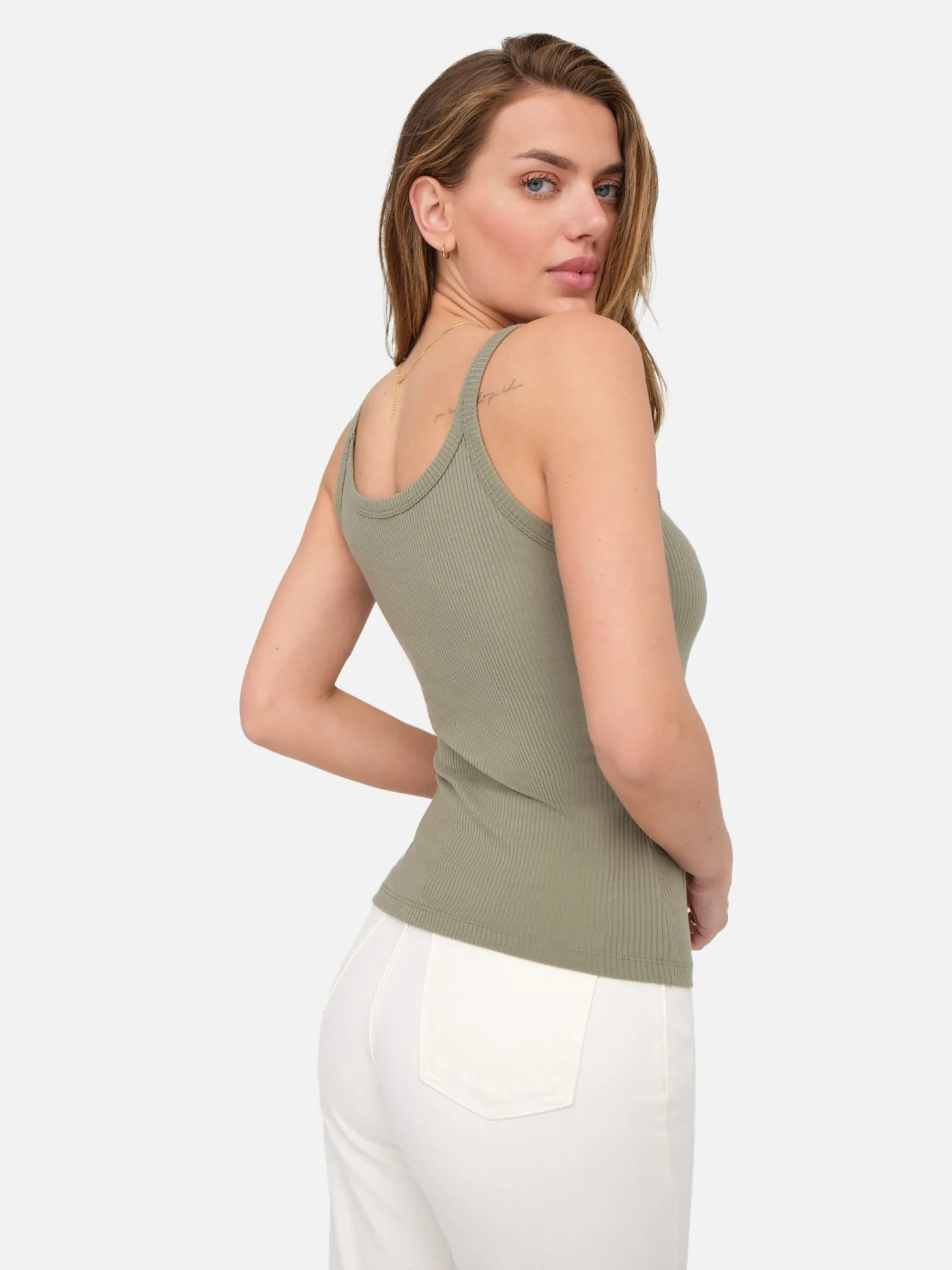 Tencel Rib Scoop Tank
